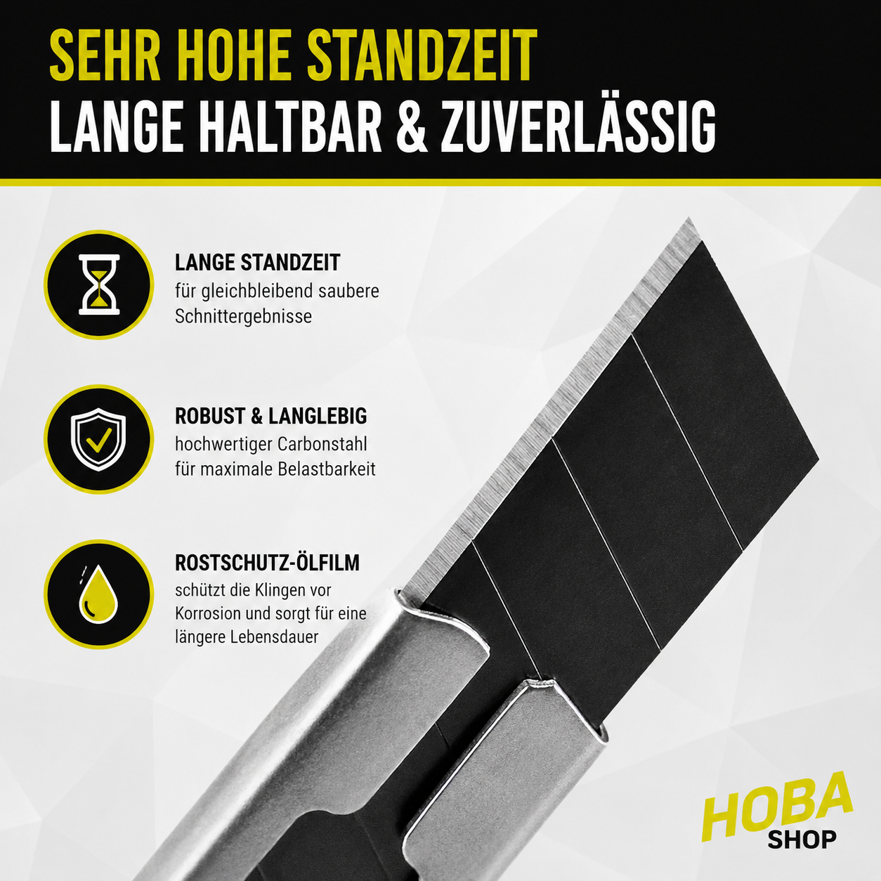 hoba® Cuttermesser Klingen 18mm - Abbrechklinge / Messerklinge | 50 Stück
